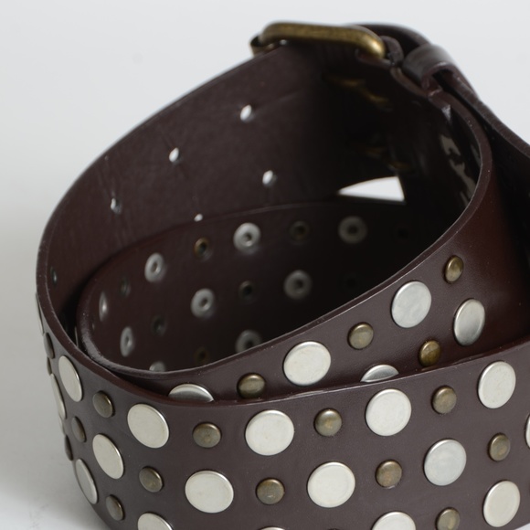Brown Leather*Stud Belt**32"*Silver & Bronze* - Picture 4 of 6